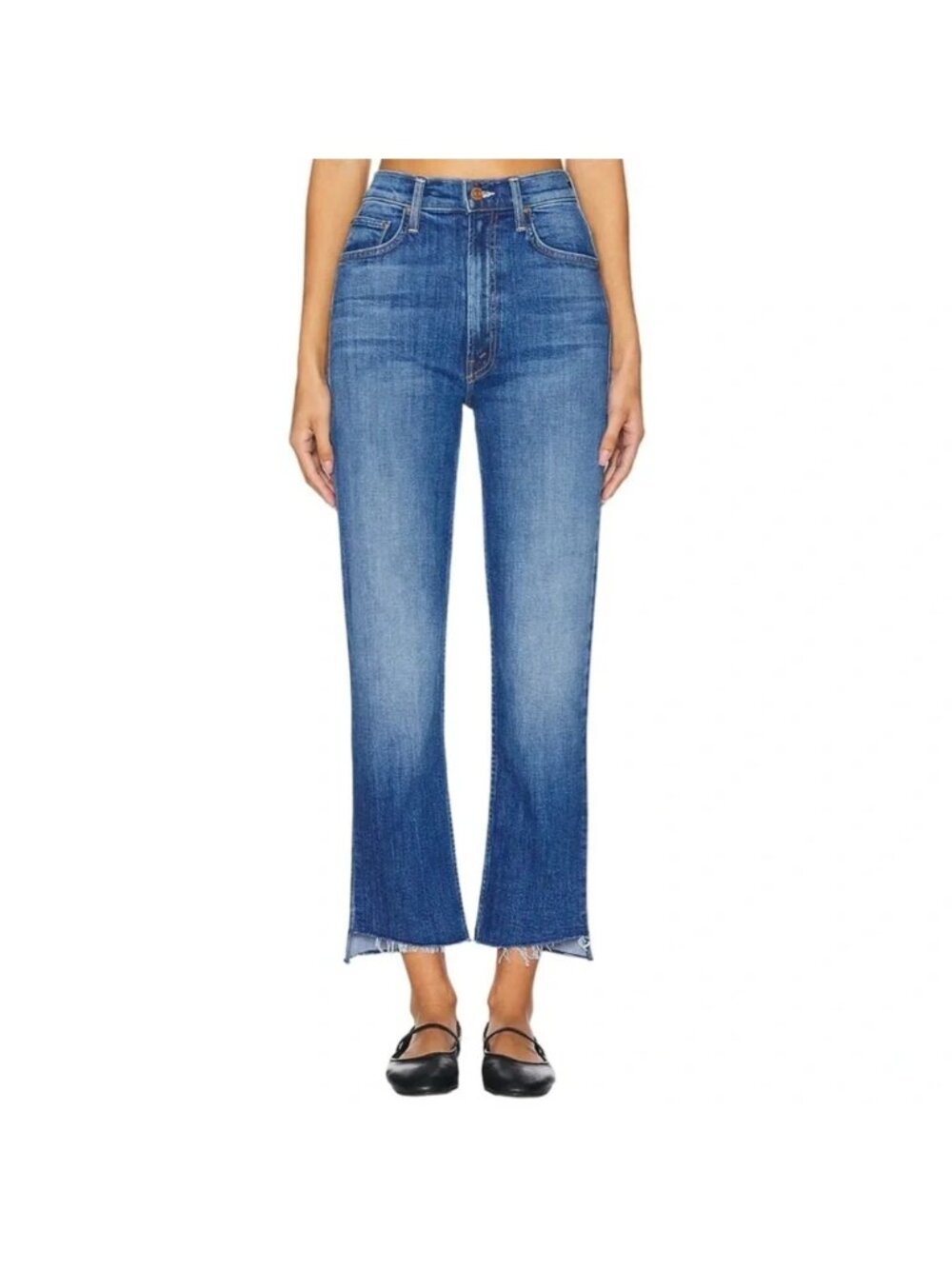 MOTHER JEANS High Waisted Rider Ankle Step Fray Loafers Lassos 24 cropped denim